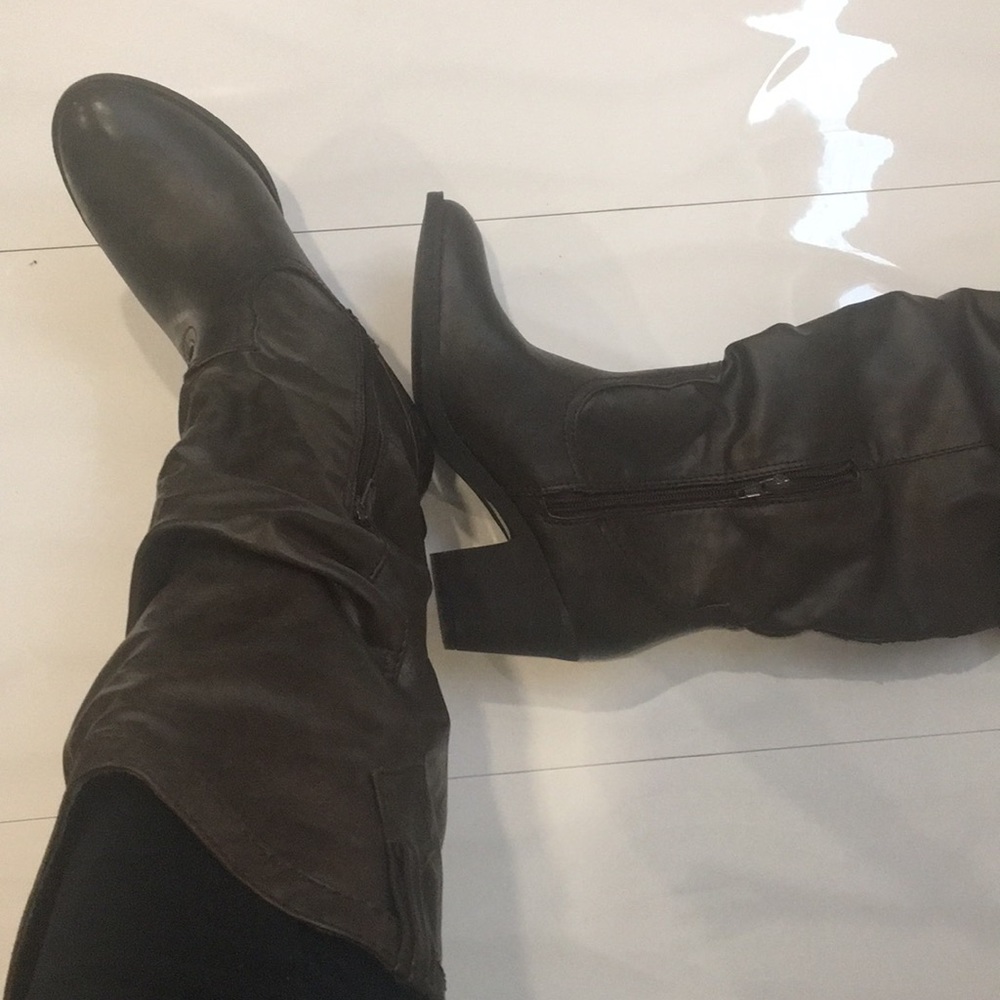 CALL IT SPRING Faux Leather Brown Cowboy Boots - Picture 6 of 14